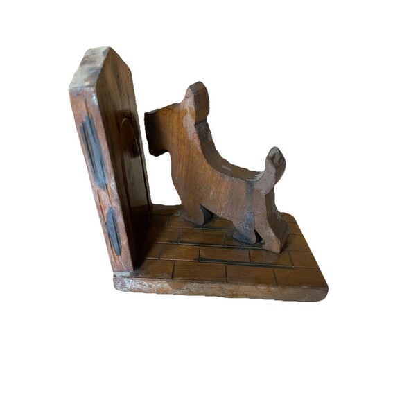 Vintage Scotty Dog Carved Wooden Bookend Single - Picture 2 of 5